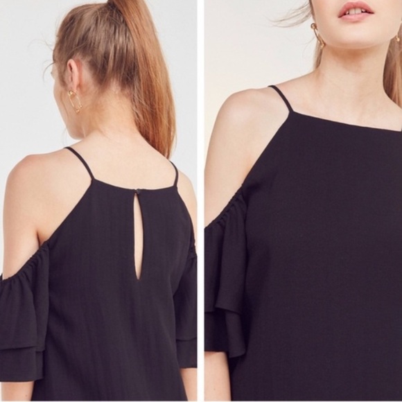 NWOT UrbanOutfit cold shoulder Ruffle Sleeve Dress - Picture 3 of 12